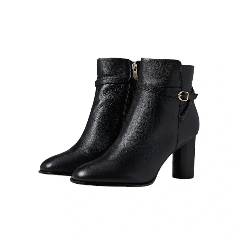 Draper James Leather Tegan Dress Boot Black with Buckle Size 10 NWT